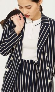 🧥 Topshop Pinstripe Navy Blazer sz 12
